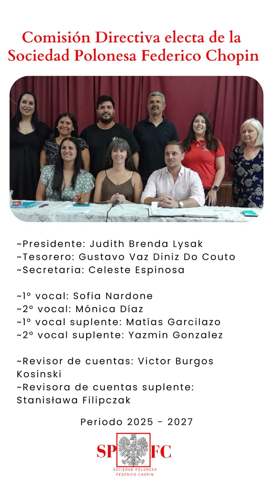 Nueva Comisión Directiva en la Sociedad Polonesa Federico Chopin de Rosario